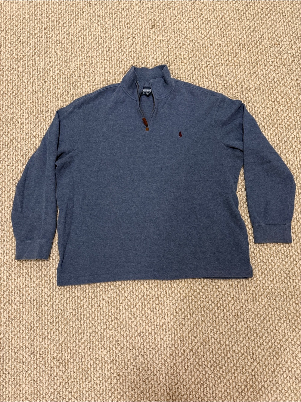 Mens Polo by Ralph Lauren Blue 1/4 Zip Sweater Pullover Size 2XL Workwear Preppy
